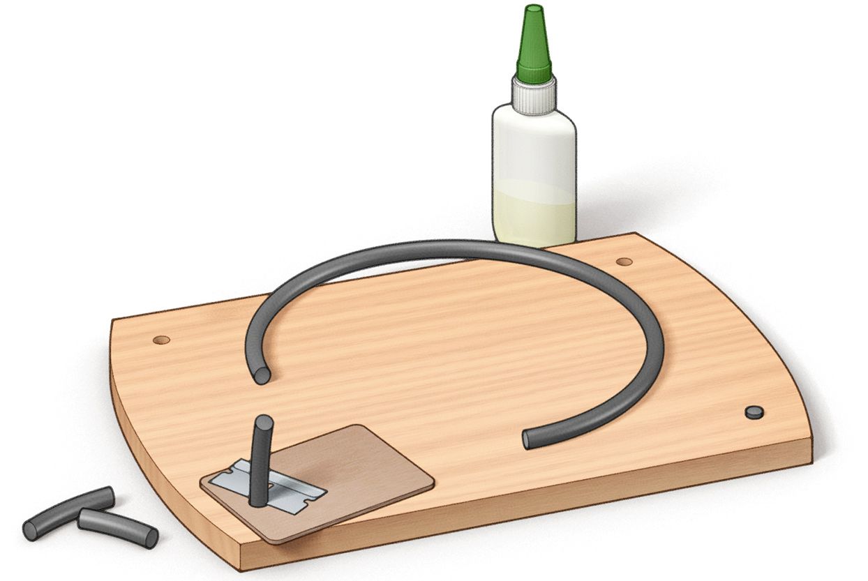 Cutting board showing how to add o-ring feet