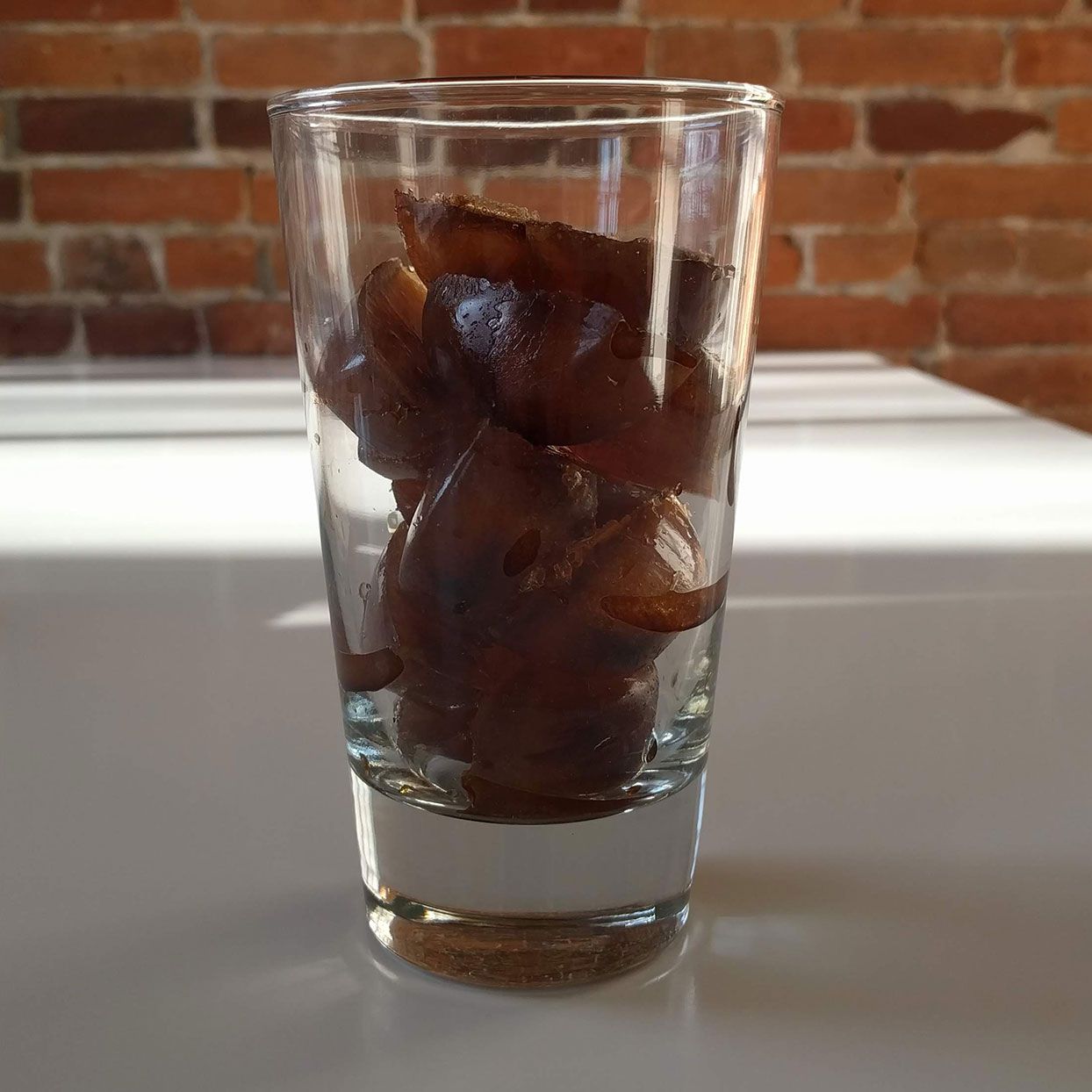 coffee ice cubes in a glass
