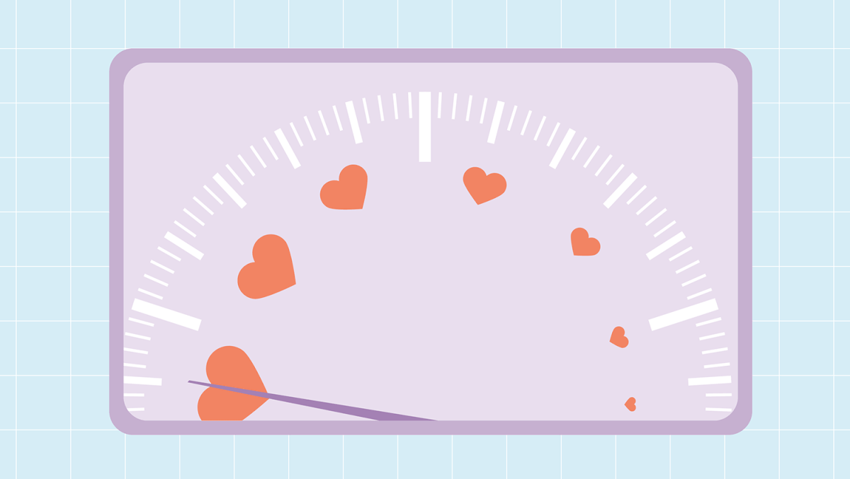 Weight scale moving with hearts