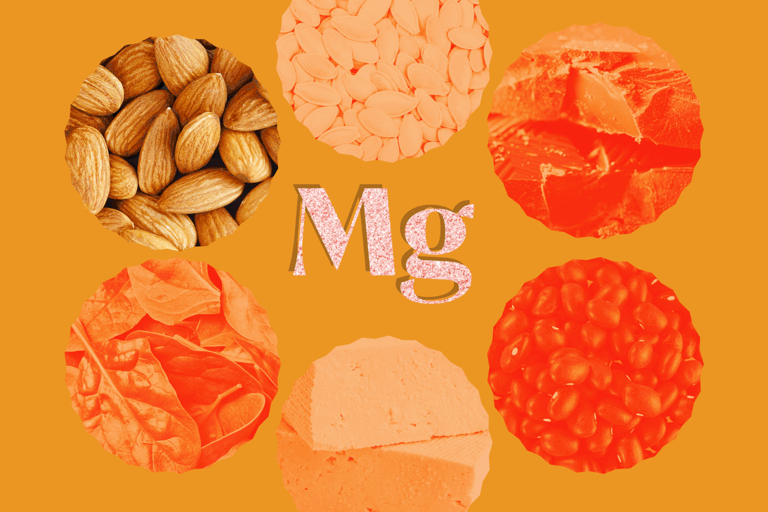 magnesium illustration with examples of magnesium-rich foods