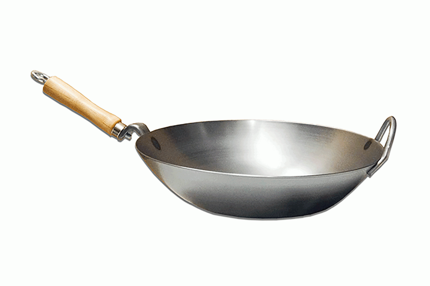12.5inch Hand Hammered Uncoated Carbon Steel Pow Wok cooking Pan 