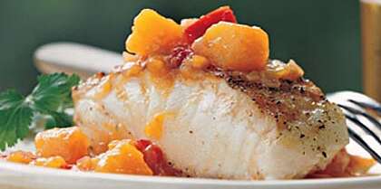 Grilled Striped Bass with Chunky Mango-Ginger Sauce Recipe