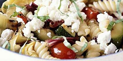 Pasta and Grilled Vegetables with Goat Cheese Recipe | MyRecipes