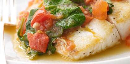 Sautéed Snapper with Plum Tomatoes and Spinach Recipe | MyRecipes