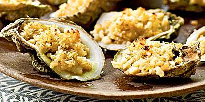 Roasted Oysters with Lemon-Anise Stuffing Recipe | MyRecipes
