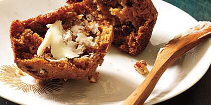 Spiced Persimmon and Pecan Muffins Recipe | MyRecipes