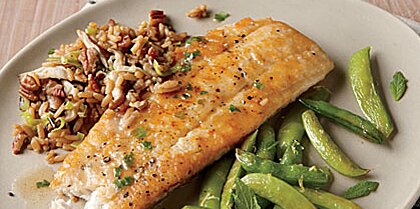 Browned Butter Flounder with Lemon Snap Peas Recipe | MyRecipes