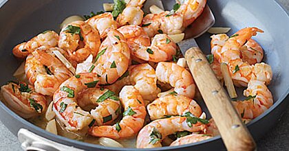 Twice-Cooked Garlic Shrimp Recipe | MyRecipes