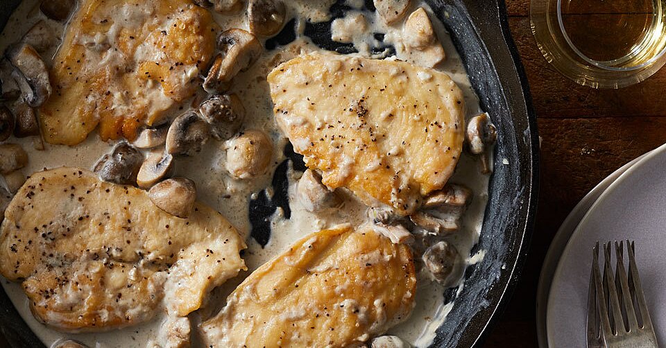 Creamy Parmesan Garlic Mushroom Chicken Recipe | EatingWell