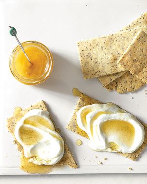 Almond Poppy Crackers With Cottage Cheese And Honey Martha Stewart