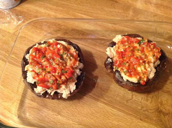 Grilled Portobello Mushrooms with Mashed Cannellini Beans and Harissa ...