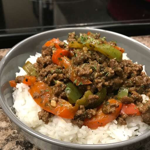 Asian Ground Beef and Pepper Saute Recipe