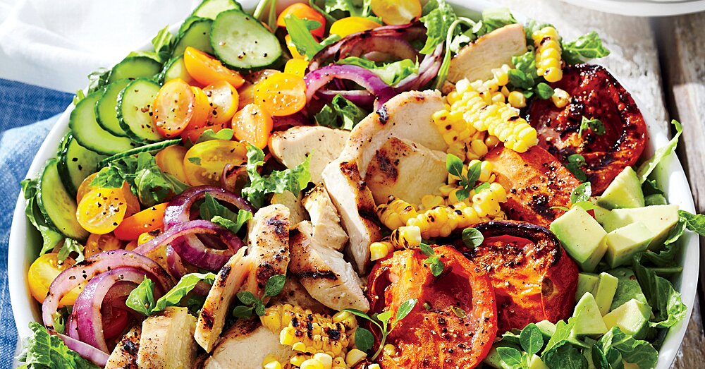 Grilled Chicken and Vegetable Summer Salad Recipe | MyRecipes
