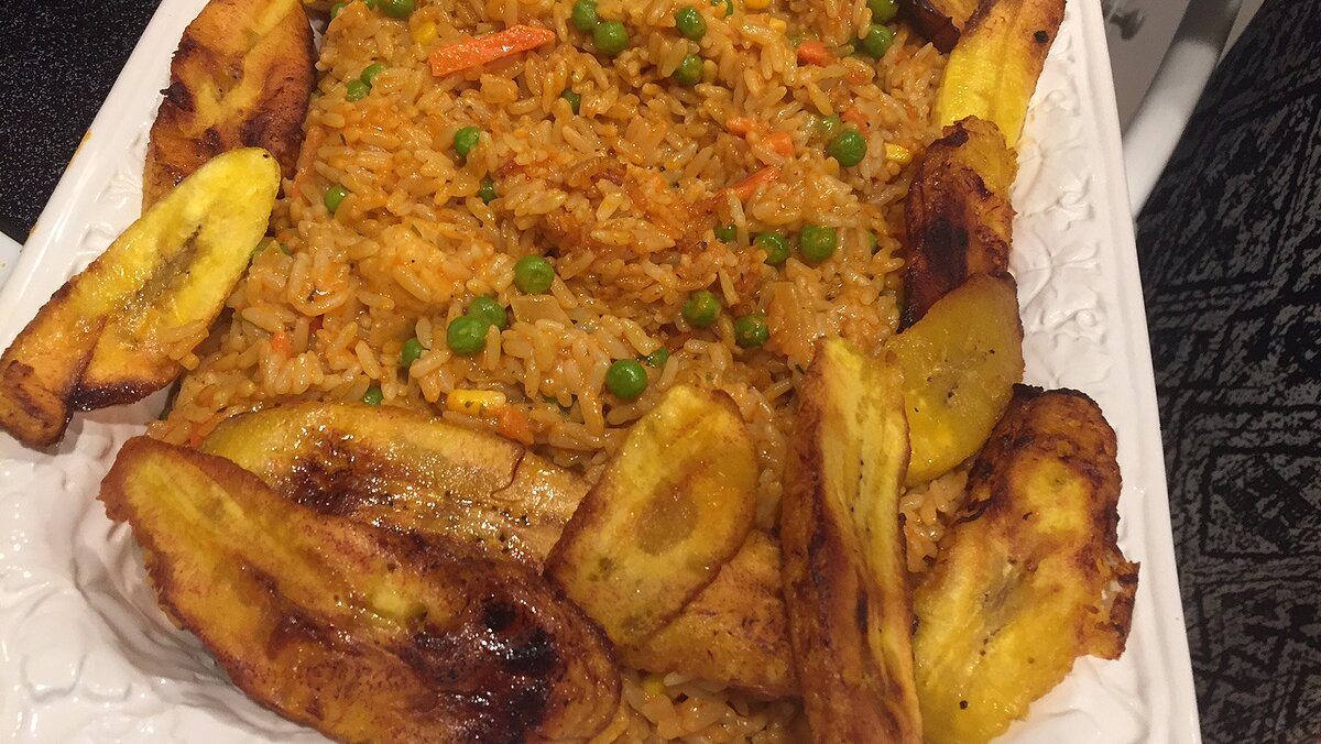 Nigerian Jollof Rice With Chicken And Fried Plantains Recipe Allrecipes