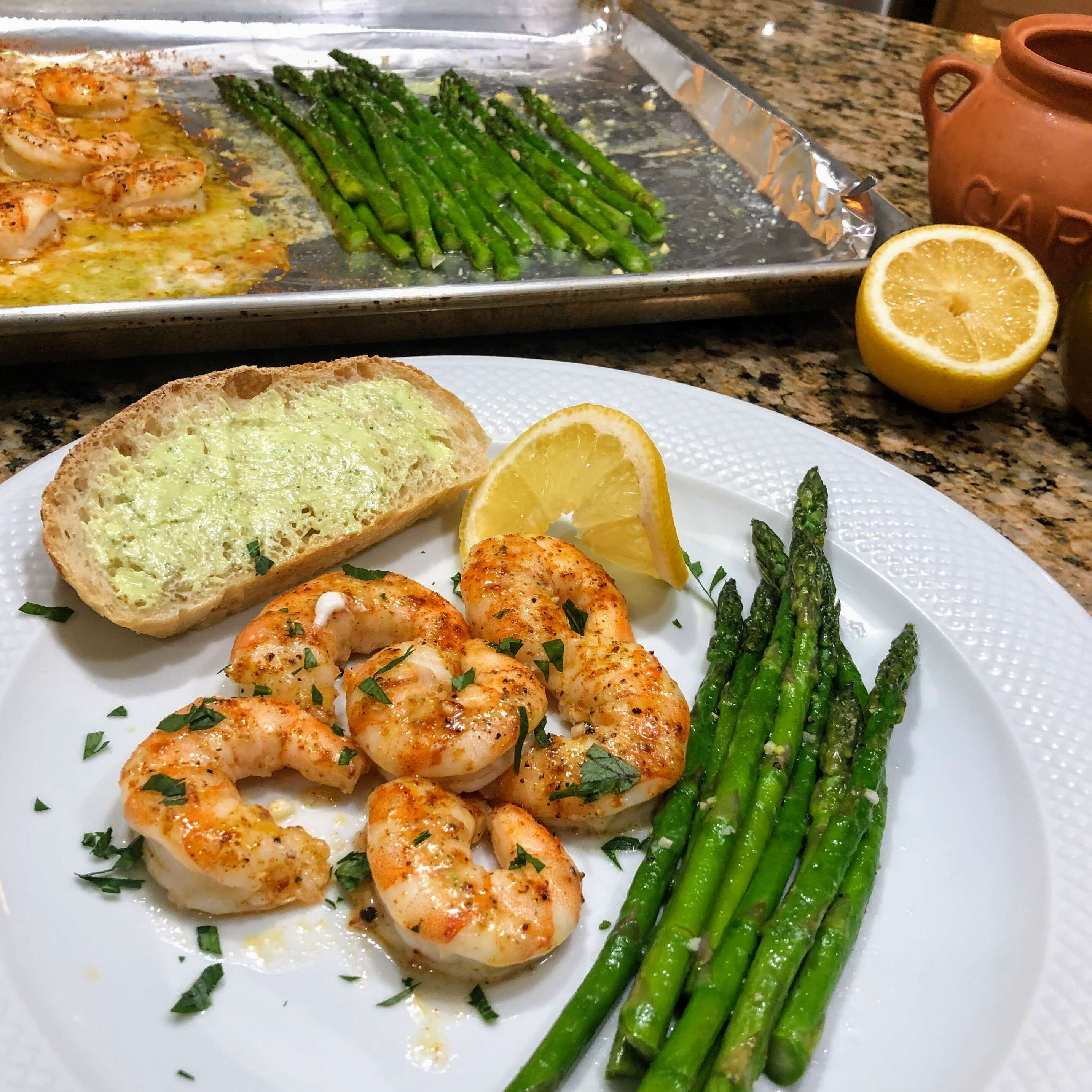 Sheet Pan Lemon Butter Garlic Shrimp with Asparagus Recipe | Allrecipes