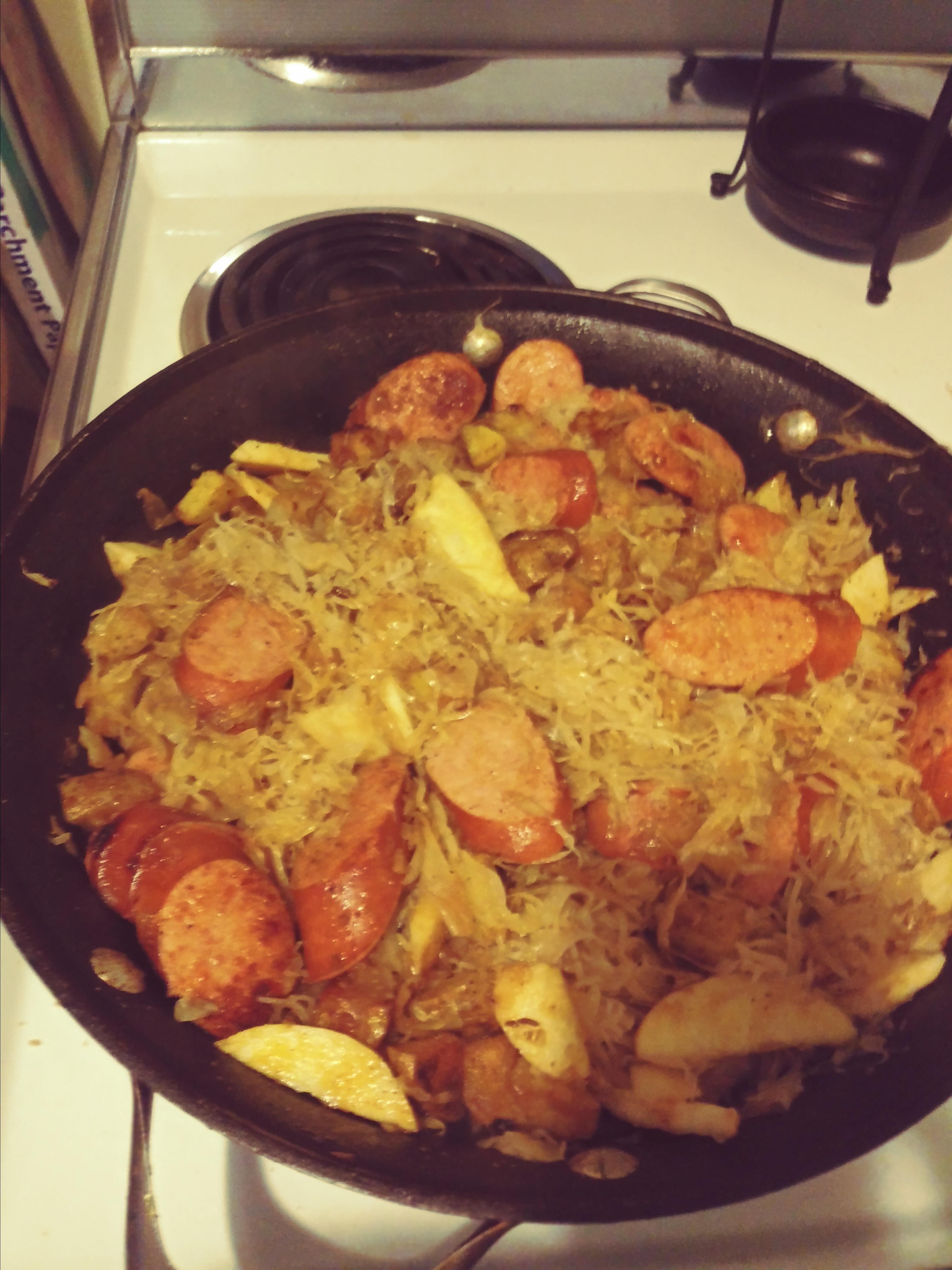 Smoked Sausage with Potatoes, Sauerkraut & Ale | Allrecipes