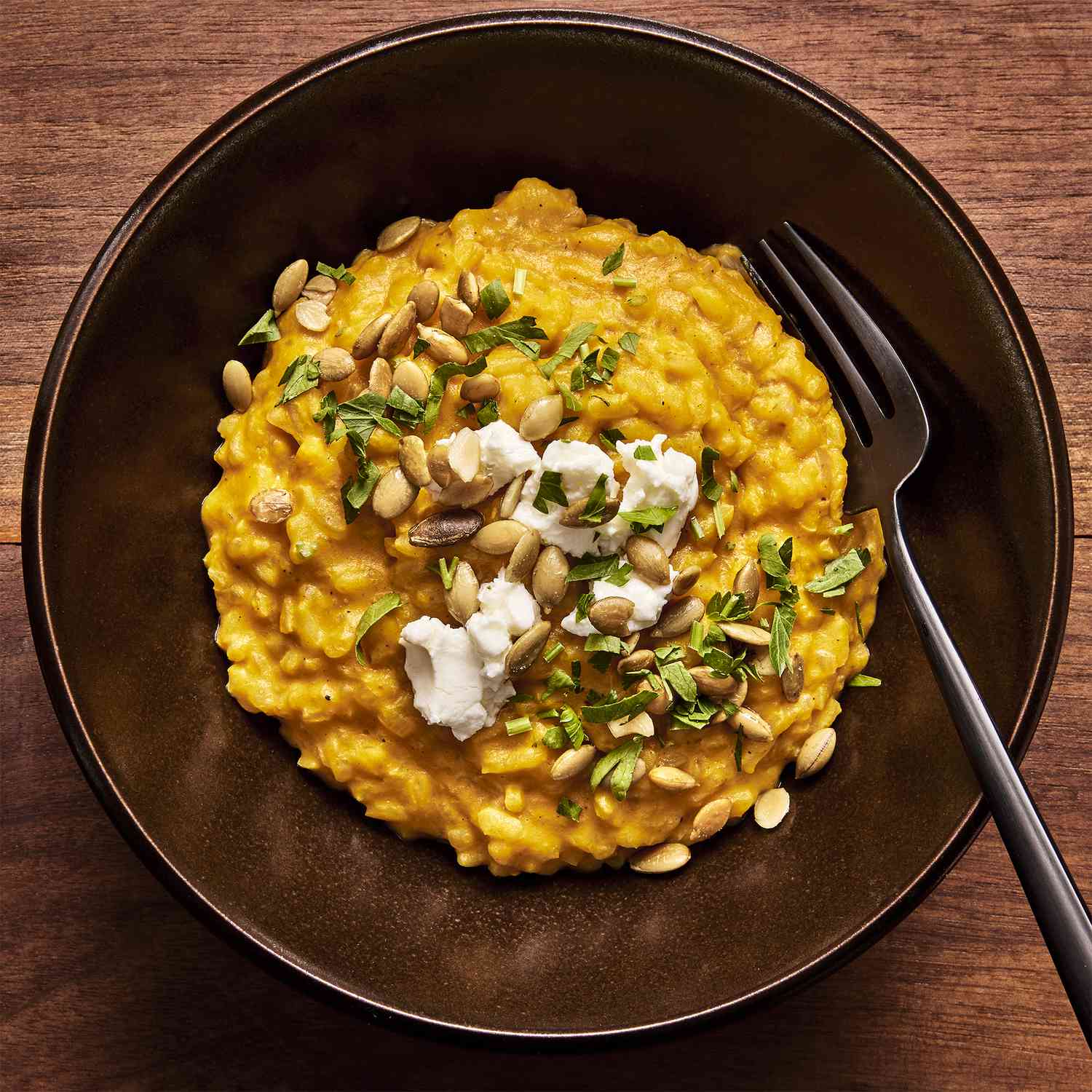 Pumpkin Risotto with Goat Cheese