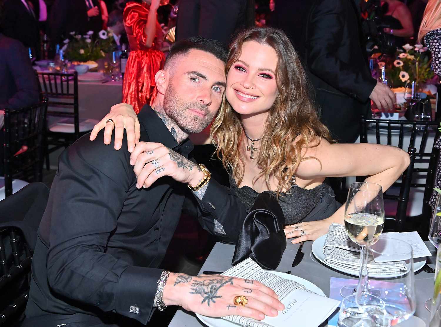 Adam Levine and Behati Prinsloo attend the Baby2Baby 10-Year Gala presented by Paul Mitchell on November 13, 2021 in West Hollywood, California