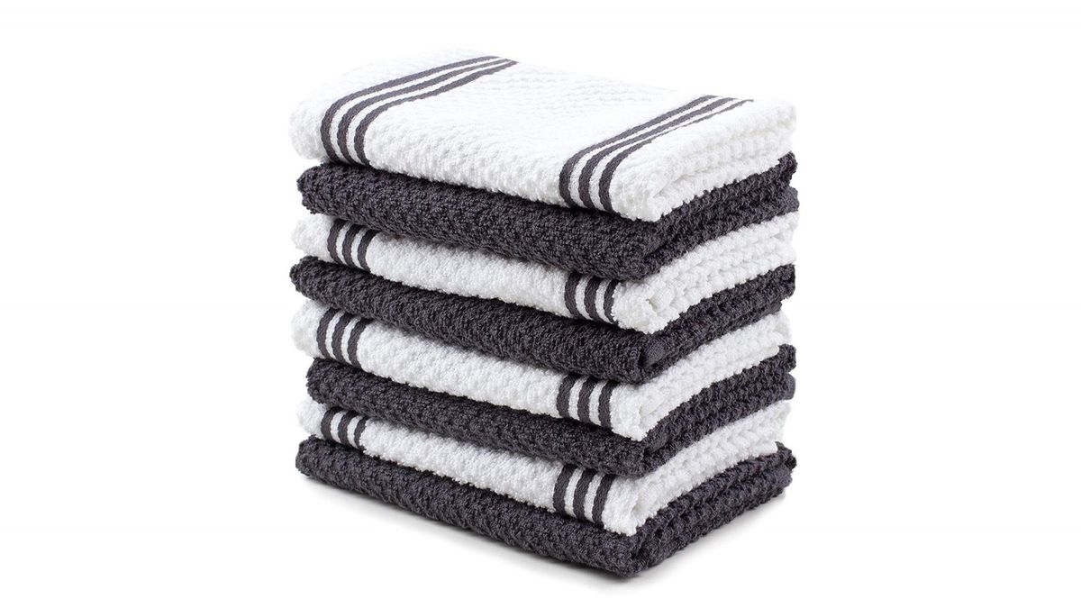 BLACK & Checked  3 Tea Towels Professional 100% Cotton Thick Terry