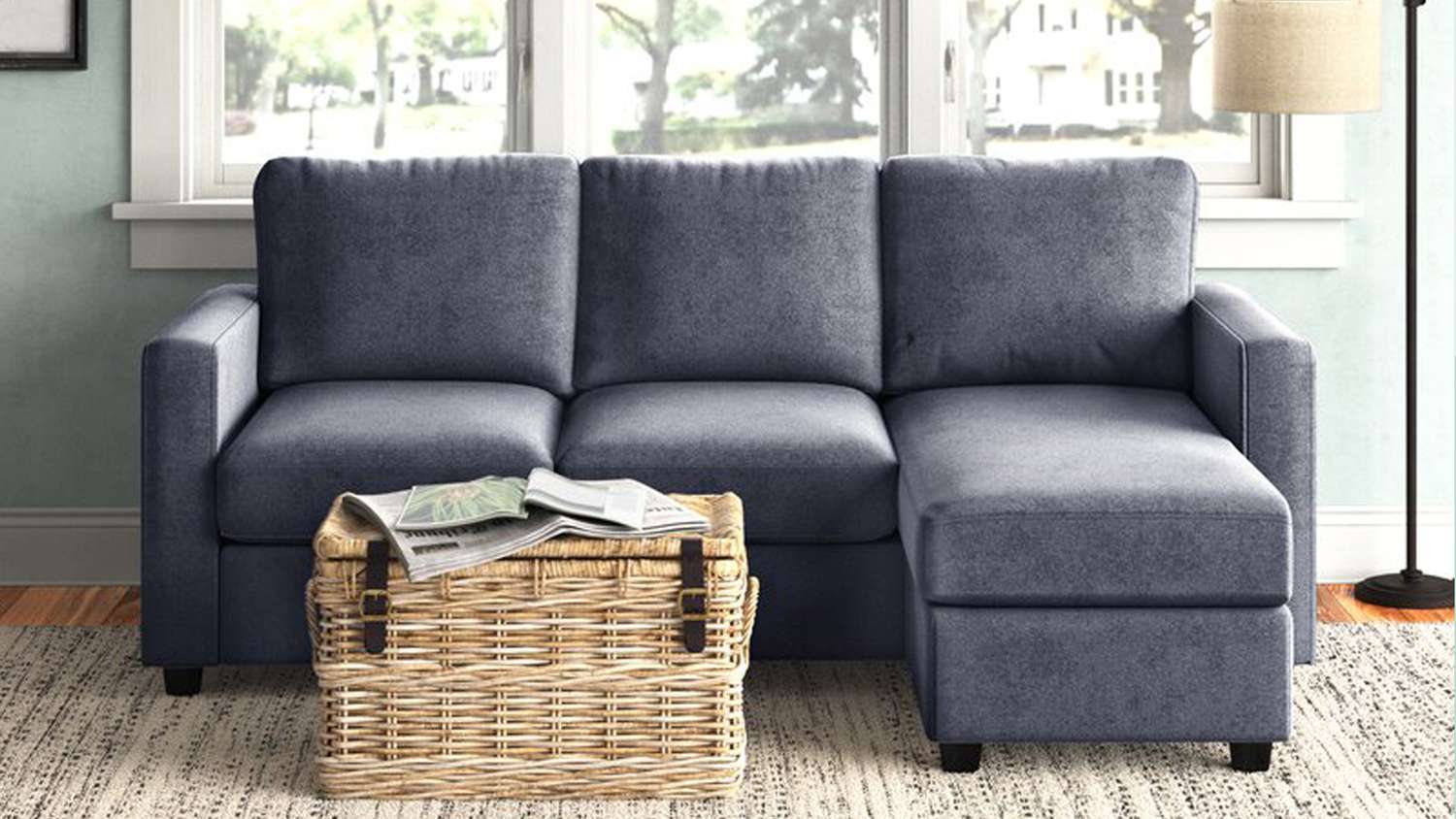 EQsalon APRILLA Chic Stylish Sectional Sofa Couch w/ Sleeper and Storage 108"W 