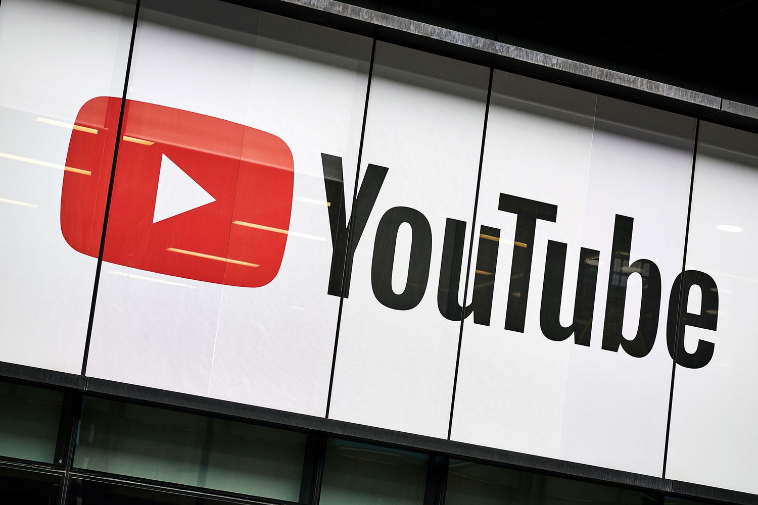 Detail of the YouTube logo outside the YouTube Space studios in London, taken on June 4, 2019. (Photo by Olly Curtis/Future via Getty Images)