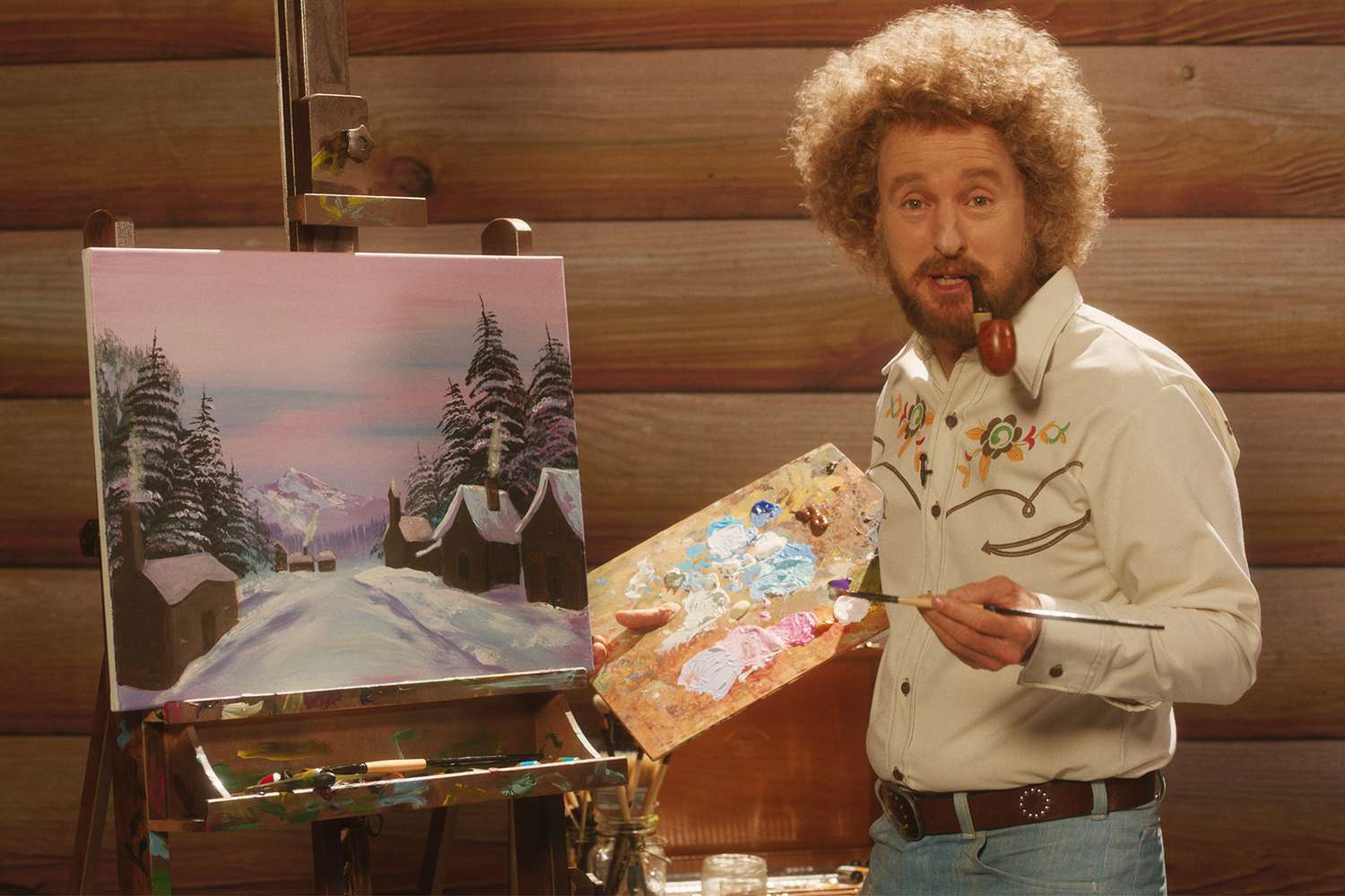 ‘Paint’ star Owen Wilson on taking Bob Ross art classes and that permed wig