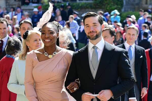 WINDSOR, UNITED KINGDOM - MAY 19: Serena Williams and her husband Alexis Ohanian arrive for the wedding ceremony of Britain's Prince Harry and US actress Meghan Markle at St George's Chapel, Windsor Castle on May 19, 2018 in Windsor,