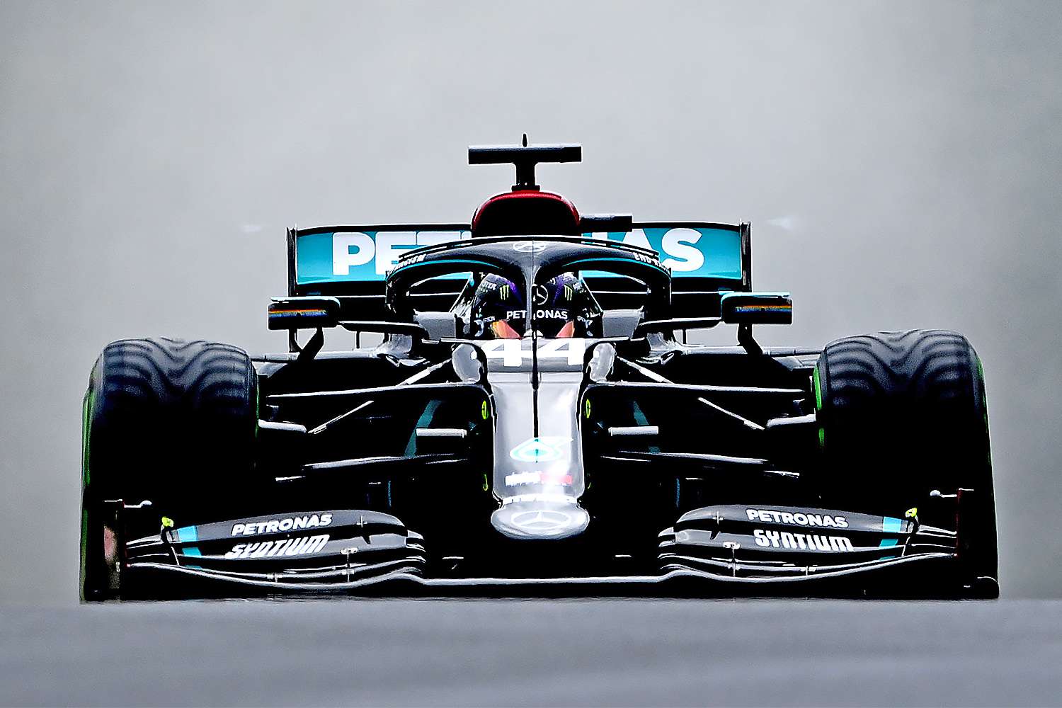 BUDAPEST, HUNGARY - JULY 19: Lewis Hamilton of Great Britain driving the (44) Mercedes AMG Petronas F1 Team Mercedes W11 drives on the way to the grid before the Formula One Grand Prix of Hungary at Hungaroring on July 19, 2020 in Budapest, Hungary. (Photo by Clive Mason - Formula 1/Formula 1 via Getty Images)