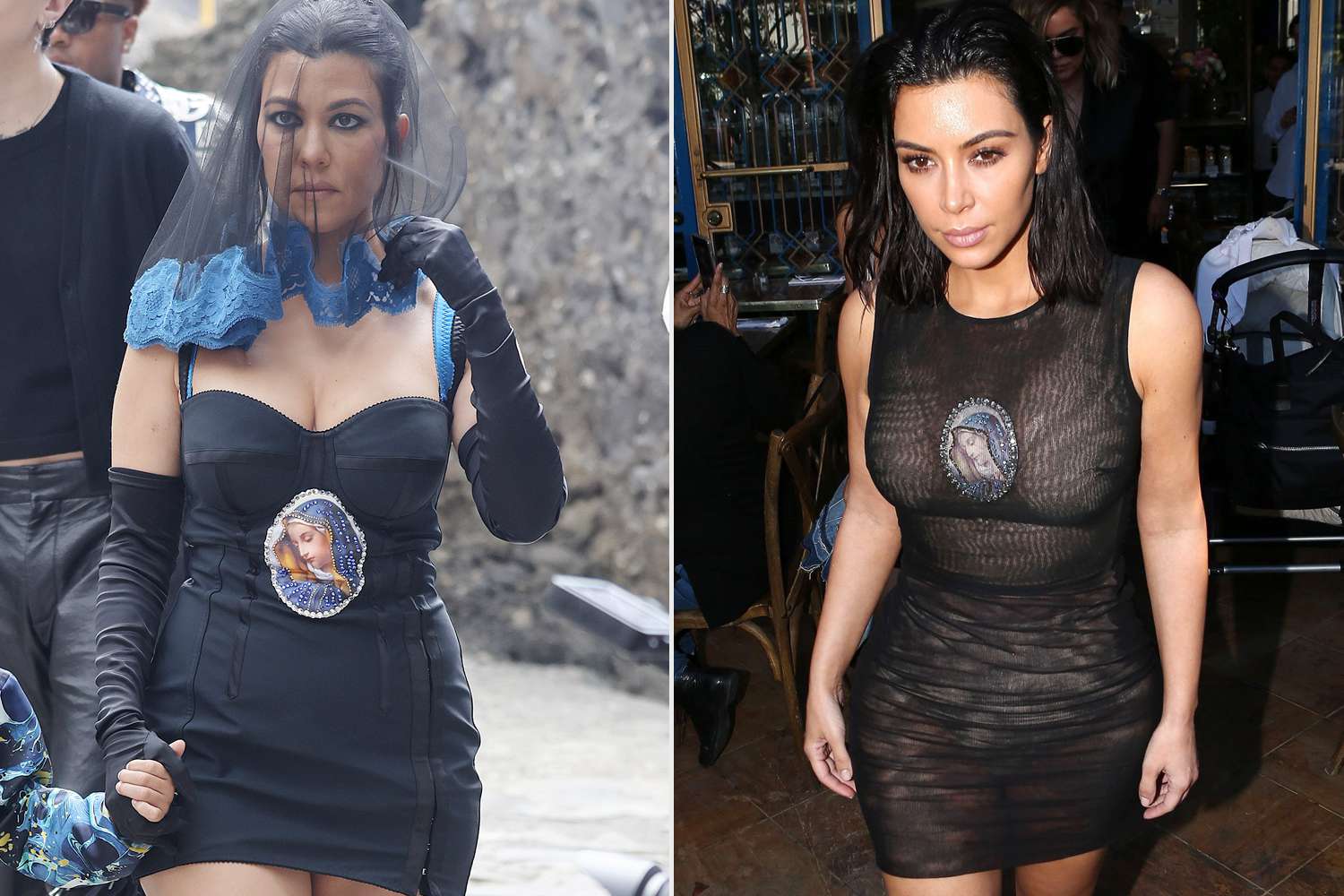 Kourtney Kardashian's Black Dress for Wedding Weekend Is Giving Major Kim Kardashian Déjà Vu