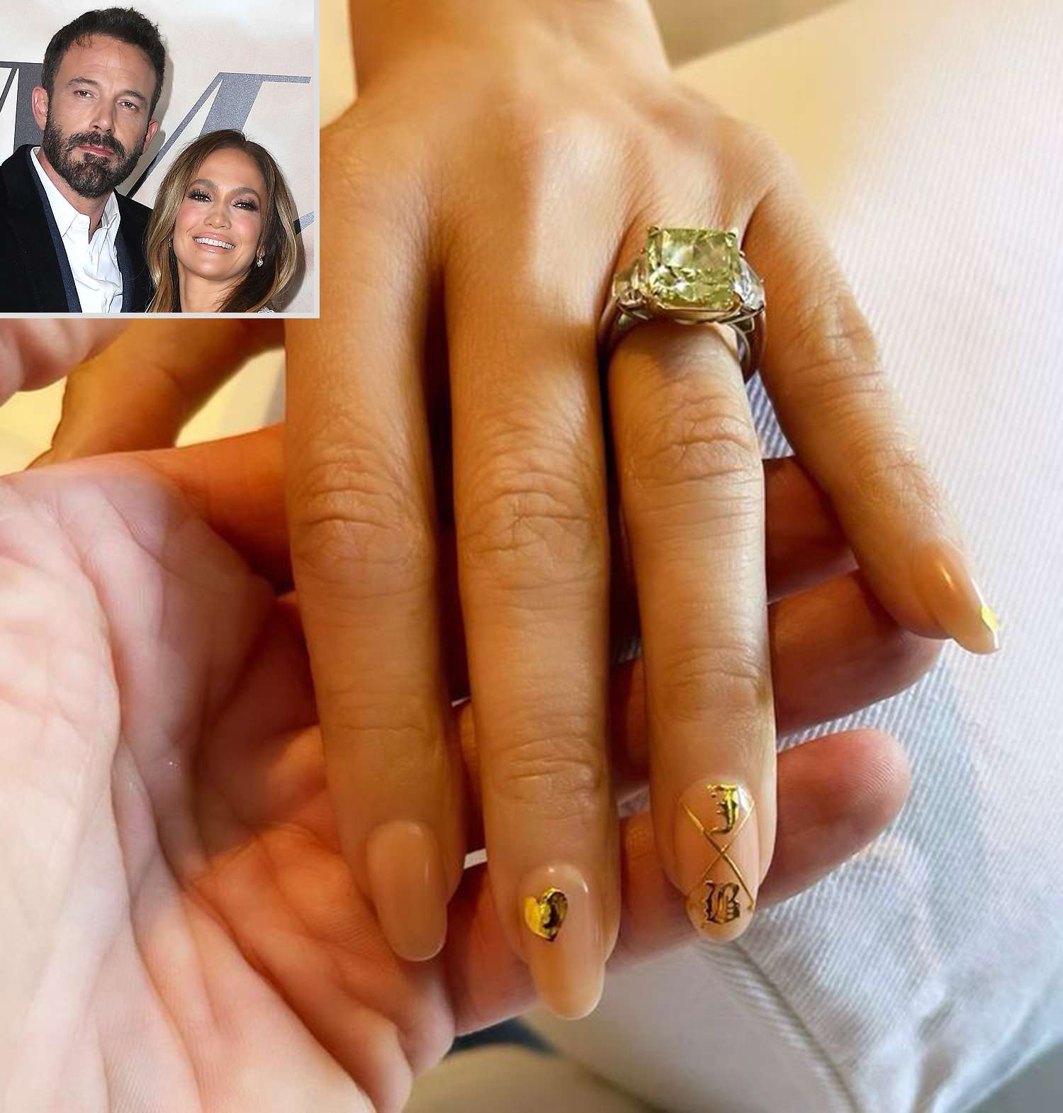Jennifer Lopez Gets ‘B’ Manicure in Honor of Ben Affleck — and It Matches Her Engagement Ring