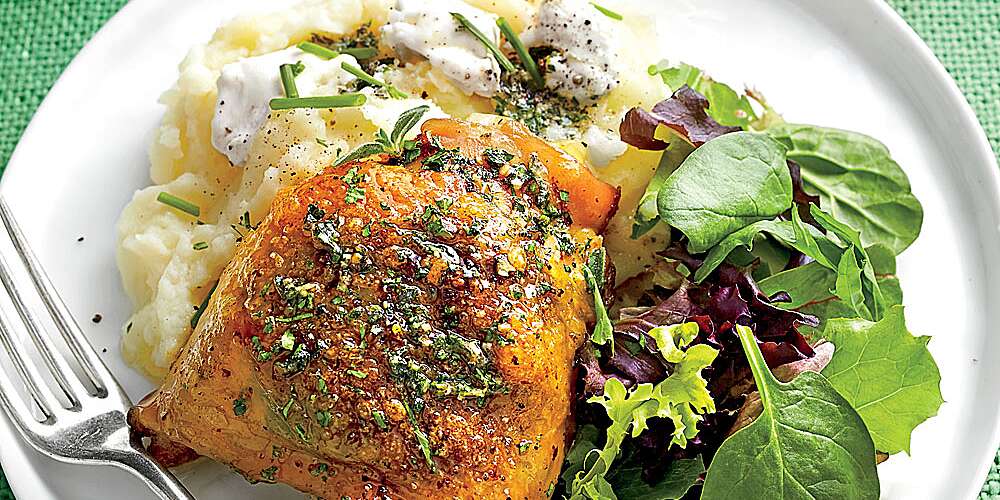 Roasted Chicken Thighs with Herb Butter Recipe | MyRecipes