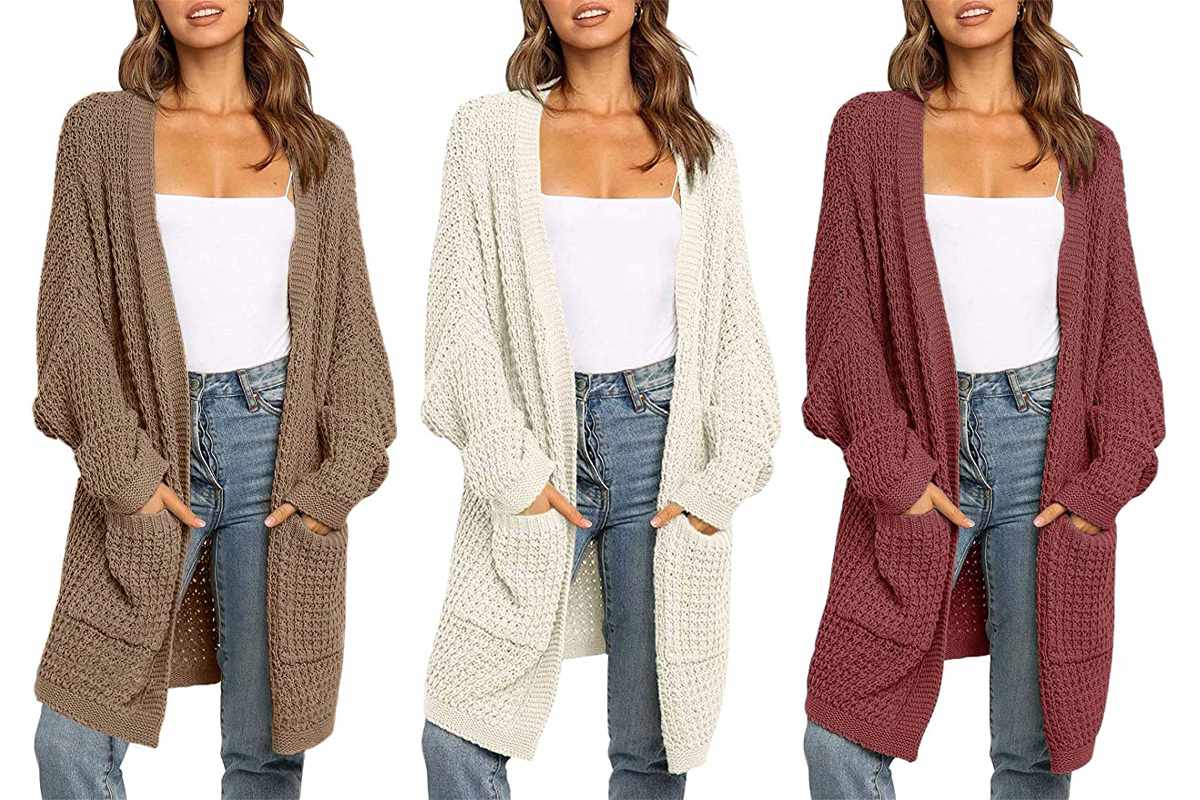 Fashion Women Button Coat Long Sleeve Soft Knit and Open Front Cropped Cardigan Sweater