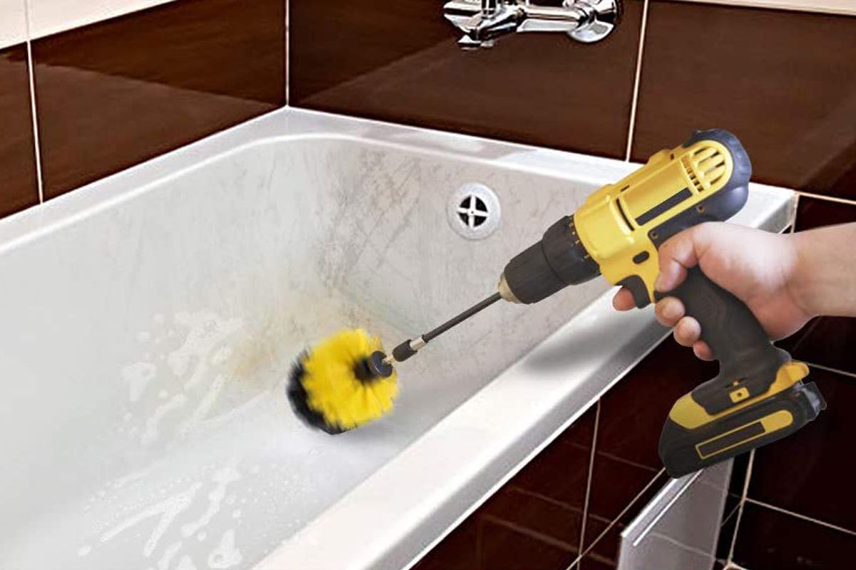 Electric Power Scrubber Drill Brush Cleaner Spin Tub Bristle Bathroom Cleaning 