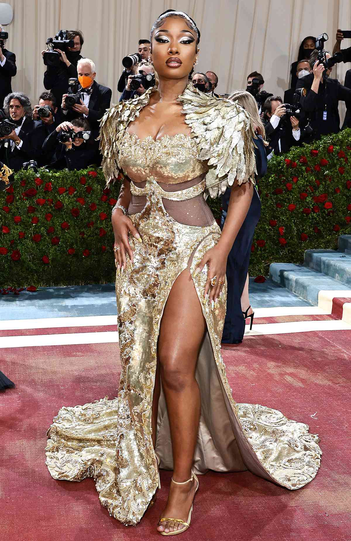 Golden-Winged Megan Thee Stallion ‘Came to Give Melanin’ in Moschino at 2022 Met Gala