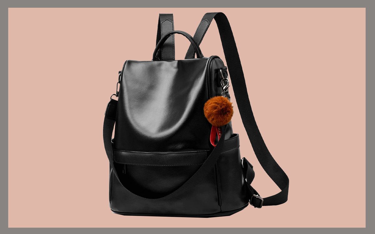 Timagebreze Cute Backpack for Women Leather Mini Daypacks Convertible Shoulder Bag Purse Mobile Phone Messenger Crossbody Bag,Black