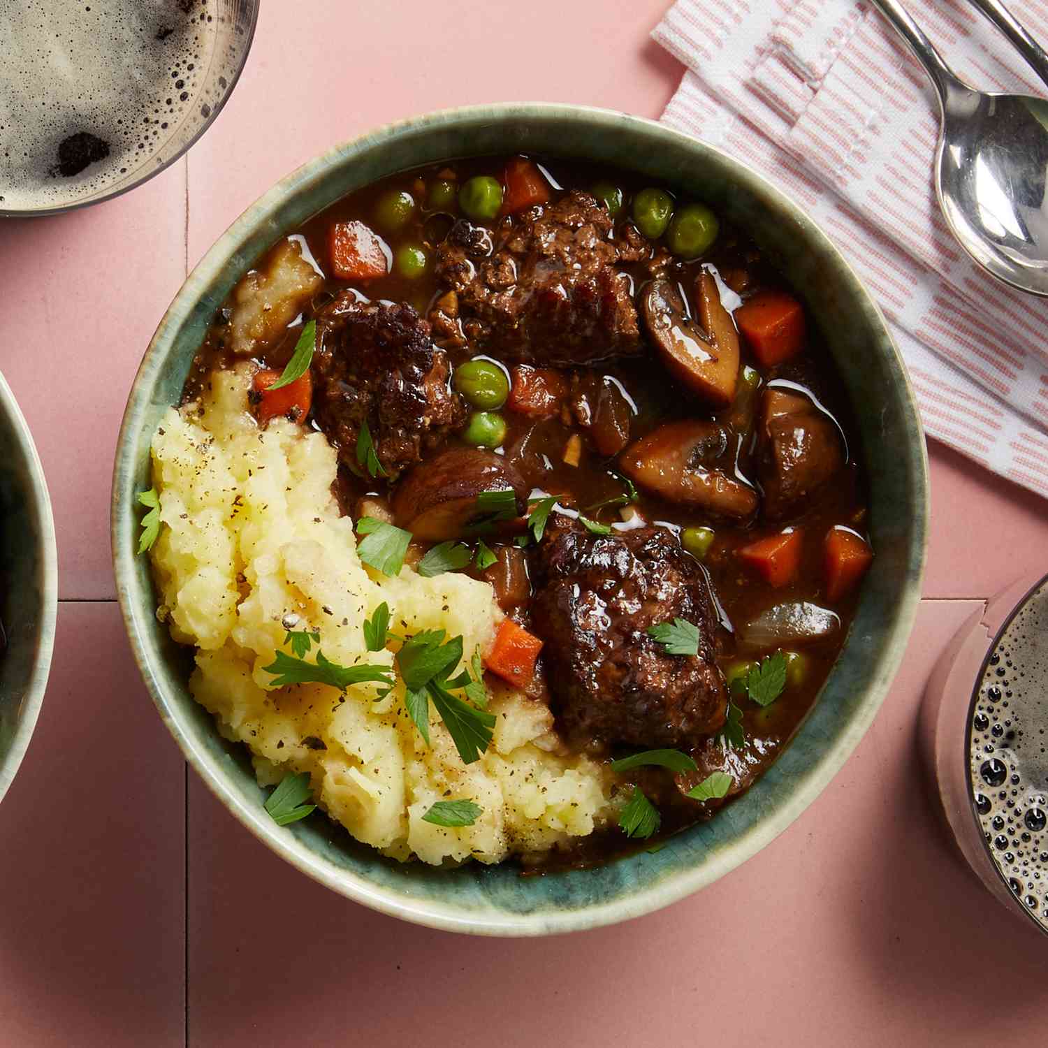 Beef & Mushroom Stew with Mashed Potatoes