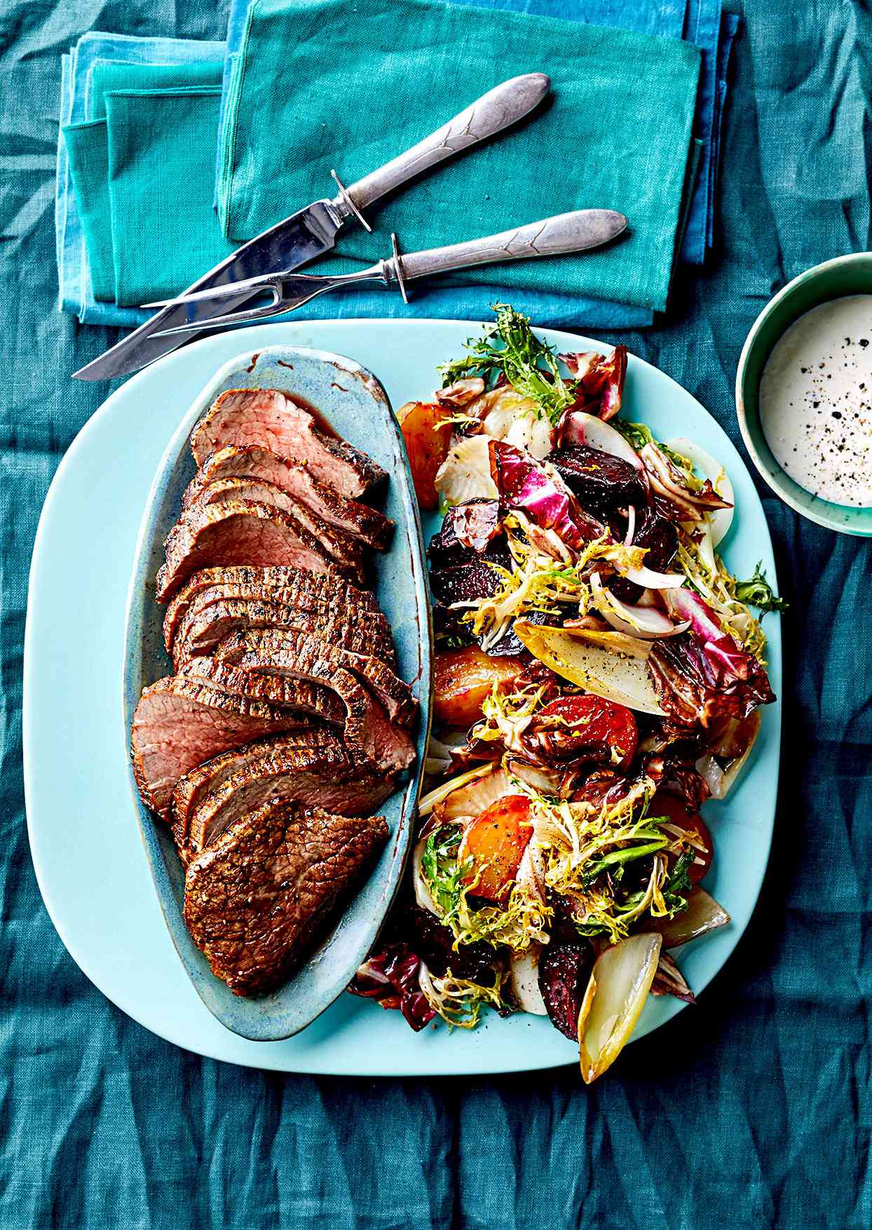 Roast Beef with Beets and Chicories