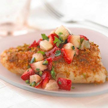 Grilled Bass with Strawberry Salsa