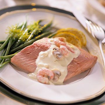 Poached Salmon With Shrimp Sauce