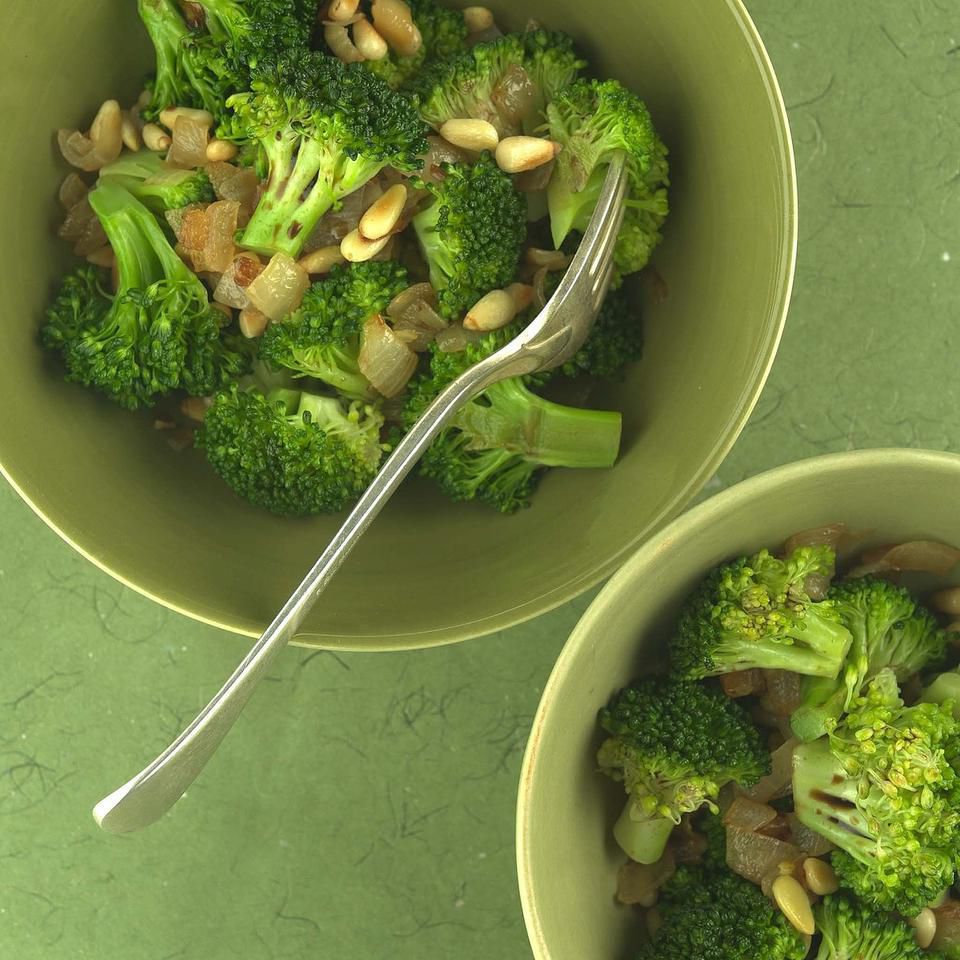 Broccoli with Caramelized Onions & Pine Nuts