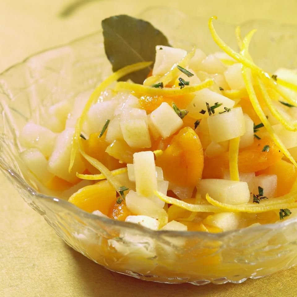 Pear & Dried Apricot Salsa with Lemon & Rosemary