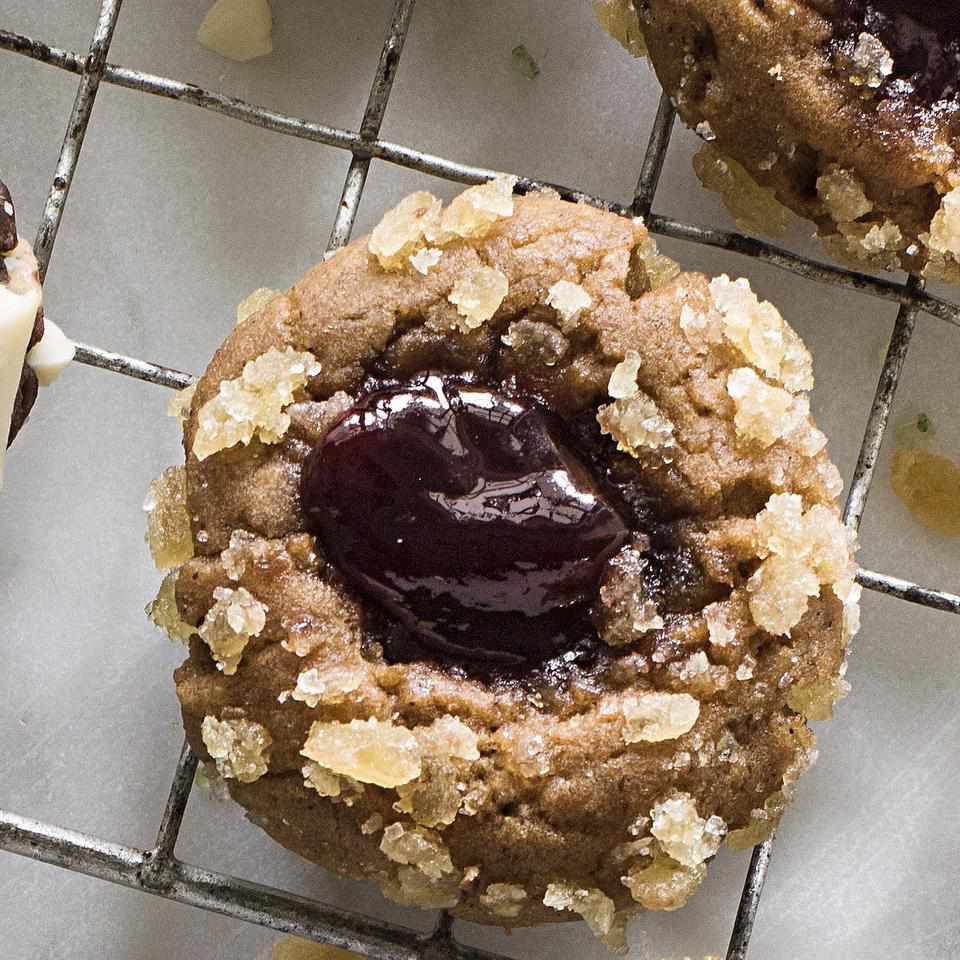 Gingerbread Thumbprint Cookies with Raspberry Jam