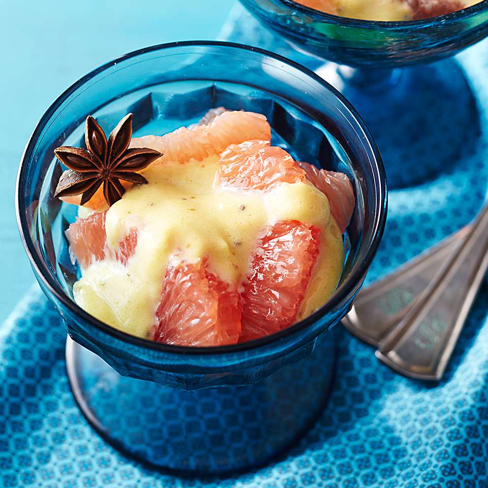 Anise Zabaglione over Grapefruit Sections