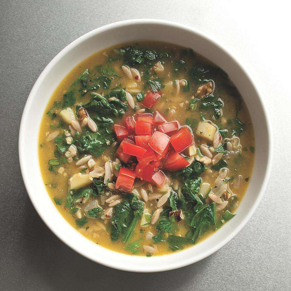 Rustic Parsley & Orzo Soup with Walnuts