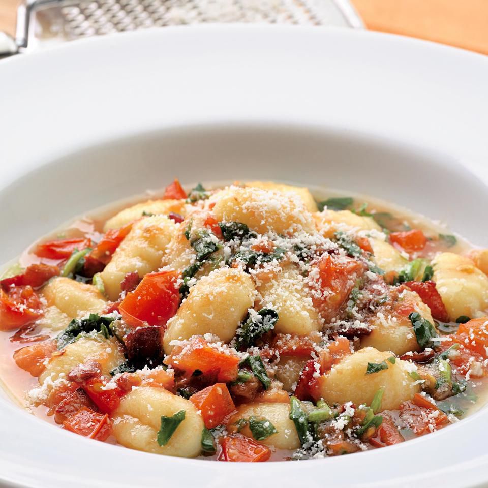 Gnocchi with Tomatoes, Pancetta & Wilted Watercress