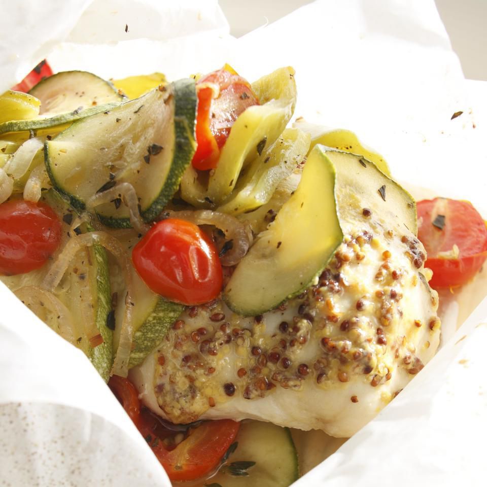 Chicken with Whole-Grain Mustard & Zucchini in Packets