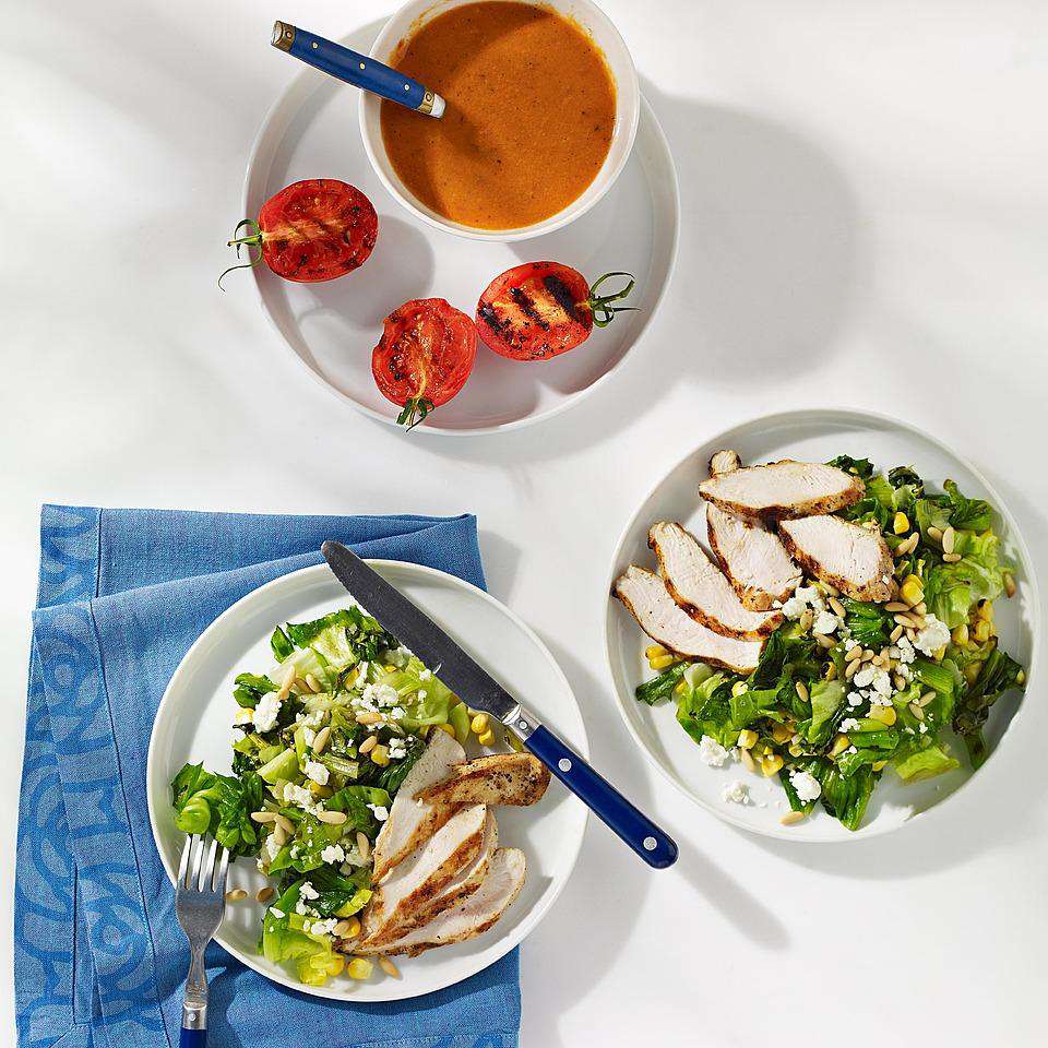 Feta, Corn & Chicken Salad with Smoky Tomato Dressing