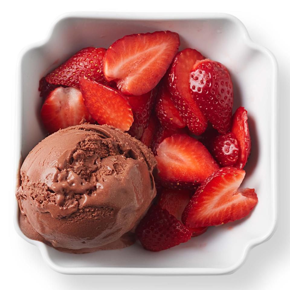 Frozen Chocolate-Coconut Milk with Strawberries