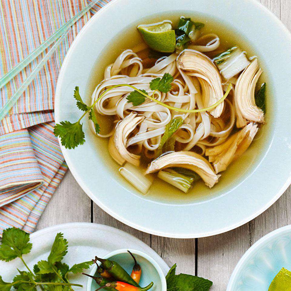Slow-Cooker Chicken & Rice Noodle Soup with Star Anise