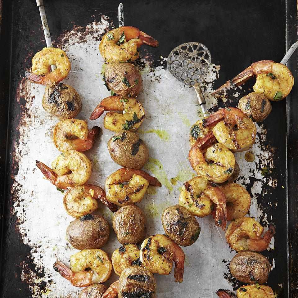 Curried Shrimp & Potato Kebabs
